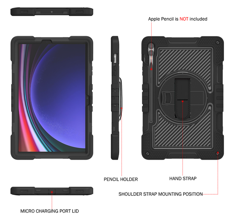 غطاء لوحي EVA مقاوم للصدمات مع مقبض ، حافظة لهاتف Galaxy Tab S9 Plus ، 12.4 بوصة ، A9 ، S8 Ultra ، S7 ، A8 ، A7