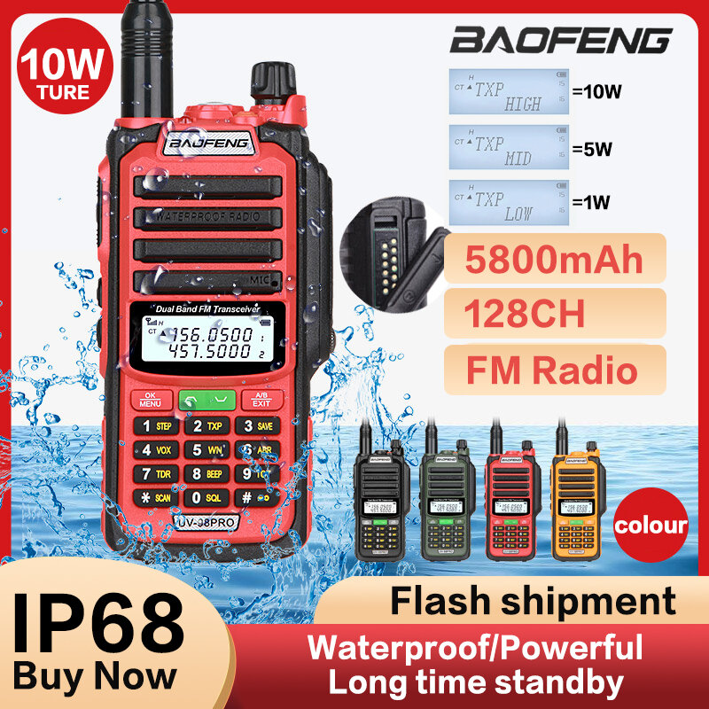 BaoFeng UV98 برو لاسلكي تخاطب المهنية UV98 V2 زائد 10 واط قوية مقاوم للماء VHF UHF ثنائي النطاق اتجاهين راديو