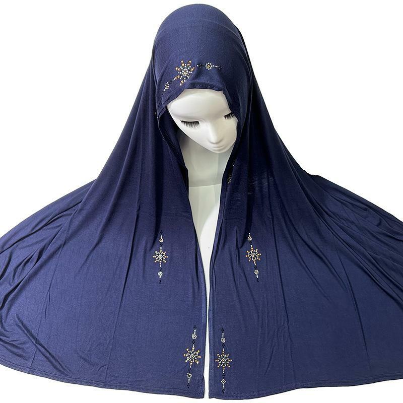 أحادية اللون ميرسيريزد القطن الحجاب للنساء ، رائعة حجر الراين ، الزخرفية و تنفس وشاح طويل ، الخريف ، 170x70 سنتيمتر ، 1 قطعة ، جديد