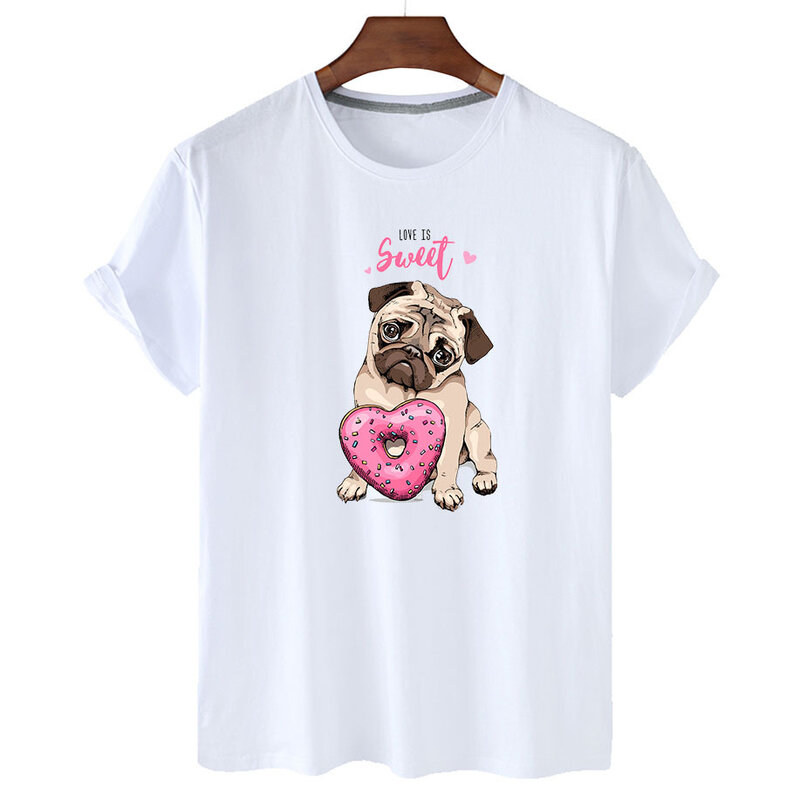 100% الكلب القطن طباعة تي شيرت 2022 المرأة قميص الموضة للجنسين قصيرة الأكمام س الرقبة تي شيرت الصيف قصيرة الأكمام تي شيرت الرجال