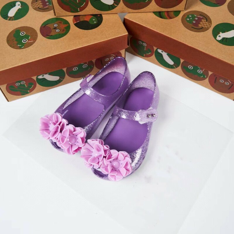صندل للأطفال بتصميم زهرة وسمكة ، أعلى جودة أحذية جيلي للأطفال ، حذاء أميرة كاميليا فردي للفتيات ، HMI154 ،