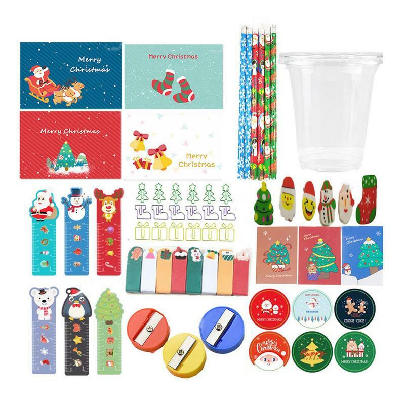 عيد الميلاد القرطاسية هدية مجموعة صندوق ، لصالح حفلة للأطفال ، ألوان متعددة ، لوازم القرطاسية لجوائز رياض الأطفال