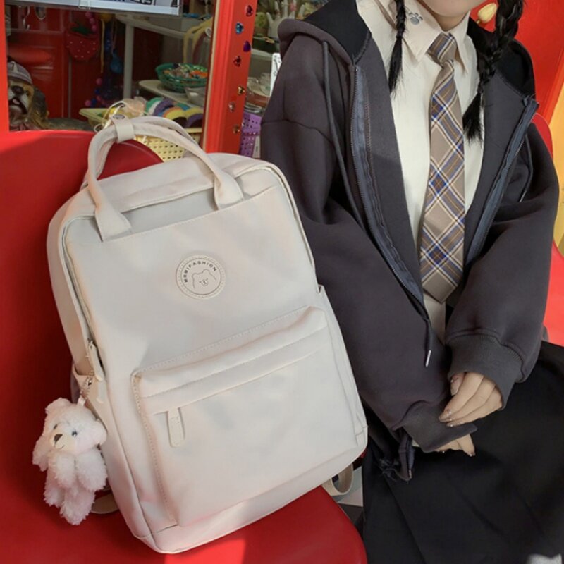 حقيبة ظهر نايلون متعددة الجيوب للرجال والنساء ، حقيبة يد كبيرة السعة ، حقيبة مدرسية للترفيه ، حقيبة كمبيوتر بسيطة ، لون ثابت ، جديد