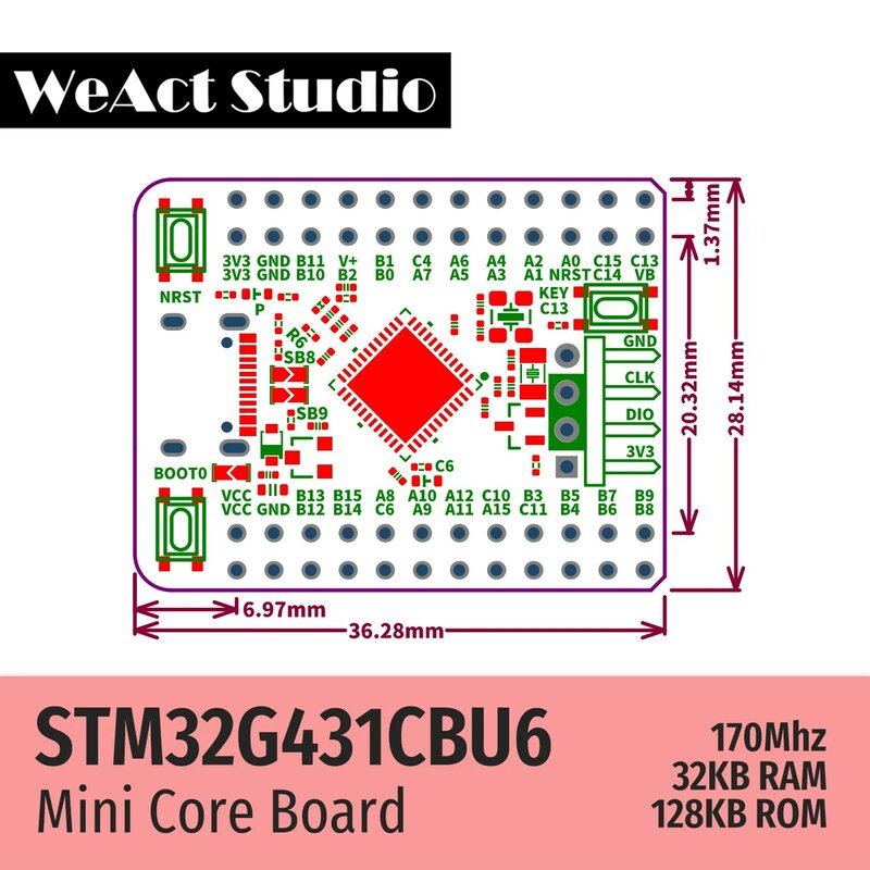 لوح تجريبي من WeAct STM32G431CBU6 STM32G431 STM32G4 STM32