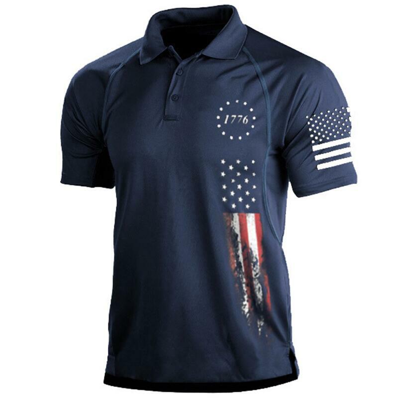 1776 يوم الاستقلال العسكرية بولو قميص الرجال تي شيرت العلم الأمريكي قصيرة الأكمام ملابس رجالية بلايز في الهواء الطلق الرجال جولف بولو قميص