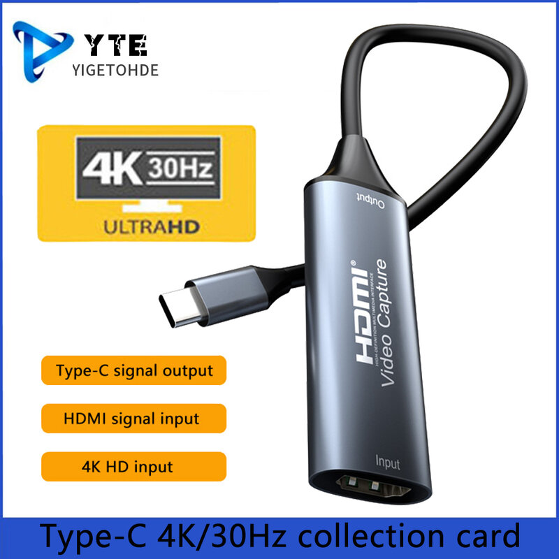 بطاقة التقاط فيديو من النوع C من Yigeek ، متوافقة مع HDMI ، منتزع ألعاب ، سجل للتبديل ، Xbox ، PS4 ، 5 ، لعبة البث المباشر ، 4K ، 30Hz ،