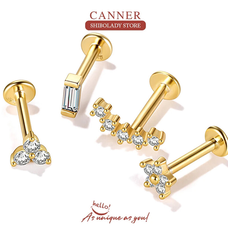 CANNER-الأبيض الزركون الأزرق العين القرط للنساء ، 925 فضة ثقب مربط ، متعدد الحجم ، مجوهرات ، 1 قطعة