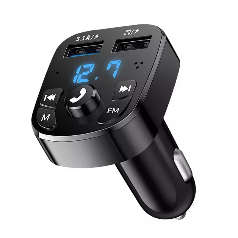 سيارة حر اليدين بلوتوث متوافق 5.0 طقم جهاز بث إف إم للسيارة MP3 المغير لاعب يدوي استقبال الصوت 2 USB شاحن سريع