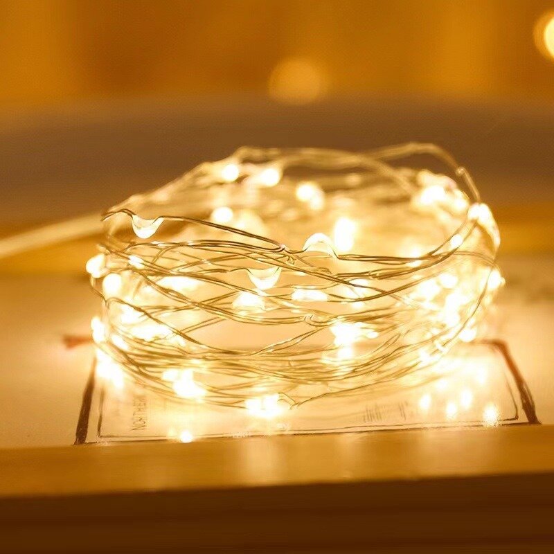 2/1 متر LED ضوء سلسلة الأسلاك النحاسية في الهواء الطلق Led مصباح جارلاند لقضاء عطلة الإضاءة شجرة عيد الميلاد حفل زفاف ديكور المنزل