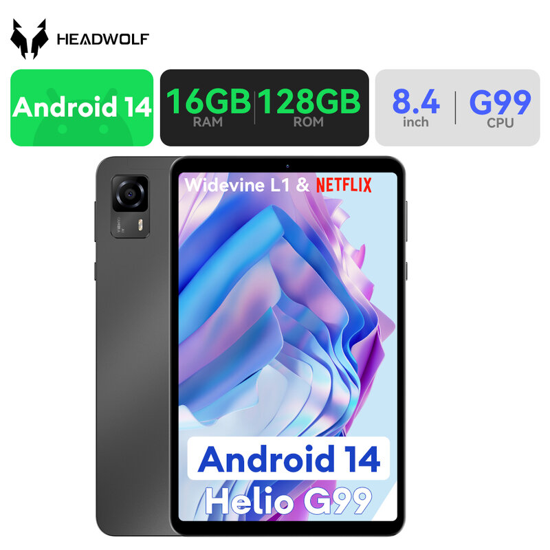 قرص Android 14 ، 8 جيجابايت + 8 جيجابايت رام ، 2.1 جيجابايت ، ufstk Helio G99 ، ah ، دعم WideVine L1 4G LTE