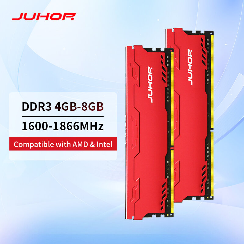 JUHOR ذاكرة الوصول العشوائي DDR3 4GB 8GB 1600MHz 1866MHz ذاكرة عشوائيّة للحاسوب المكتبي جديد Dimm DDR3 1333MHz 1.5V الكباش مع المبرد