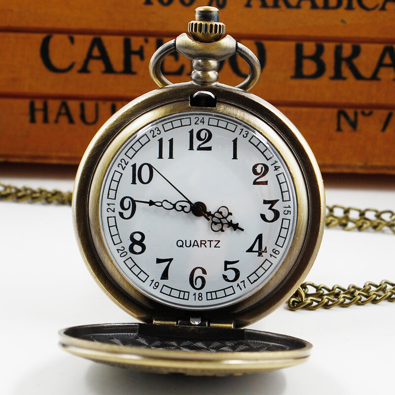 مجموعة ساعات جيب كوارتز بحركة ، قلادة ستيمبانك مخصصة مع ساعة سلسلة ، هدايا شعبية عملية