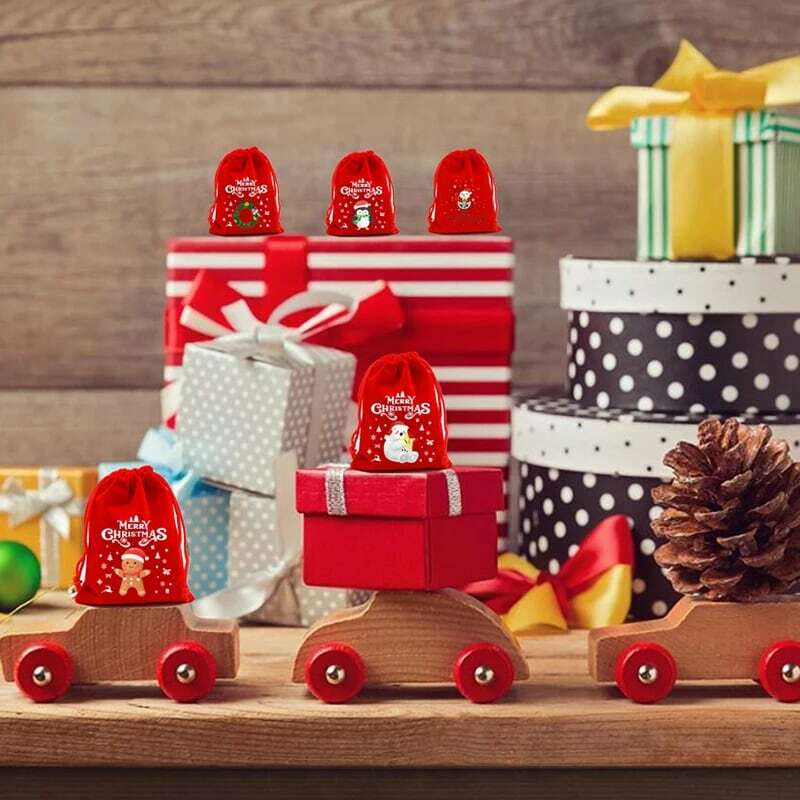 حقائب هدايا غير منسوجة لعيد الميلاد ، حقائب يد للرجل المسن للتفاح والحلوى وأكياس تعبئة صغيرة وزينة عيد الميلاد ، 1 *