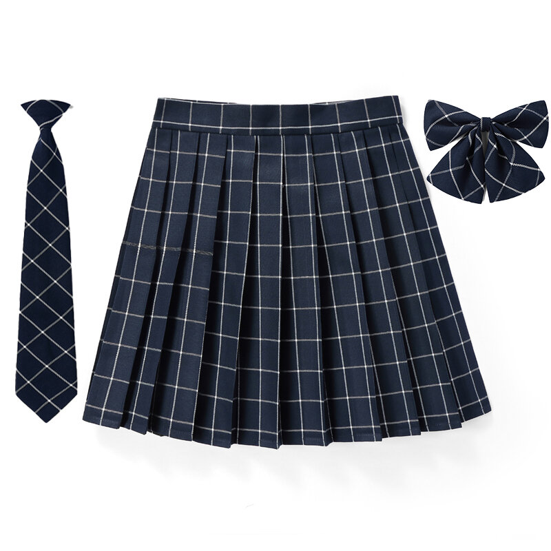تنورة نسائية منقوشة بطيات مع ربطة العنق ربطة العنق XS- 5XL Harajuku Preppy أزياء المدرسة اليابانية الصغيرة تنورة الفتيات الصيفية تنورة كاواي