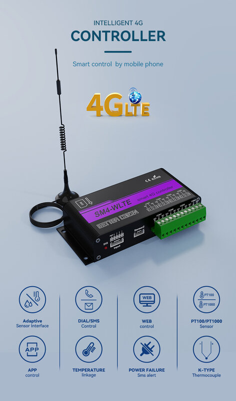 4G LTE FDD 2G GSM SMS الذكية عن بعد 4 قناة التتابع تحكم التتابع تشغيل/إيقاف I/O الناتج التبديل لفتح بوابة المرآب مصراع