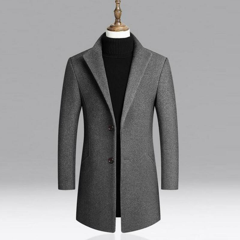 معطف طويل من الصوف للرجال ، أحادي اللون ، سترة واقية كاجوال ، ملابس عمل ، جديد ، خريف وشتاء