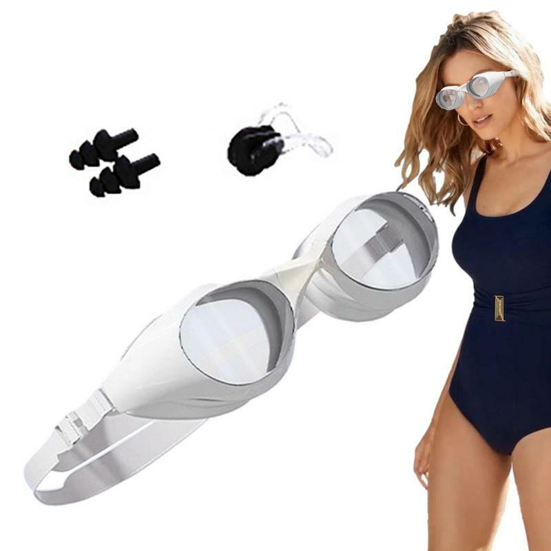 نظارات السباحة سيليكون قابل للتعديل للنساء ، عالية الوضوح ، نظارات مضادة للماء ، سدادات الأنف