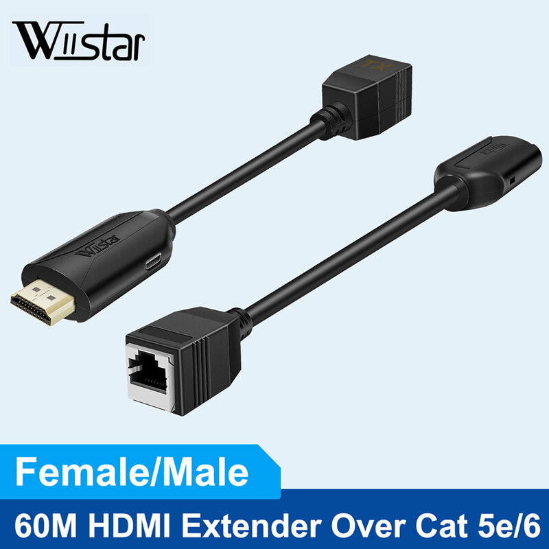 2023 موسع HDMI مع حلقة خارج 1080P HDMI موسع 60m لا خسارة RJ45 إلى HDMI موسع الارسال استقبال أكثر من Cat5e/Cat6