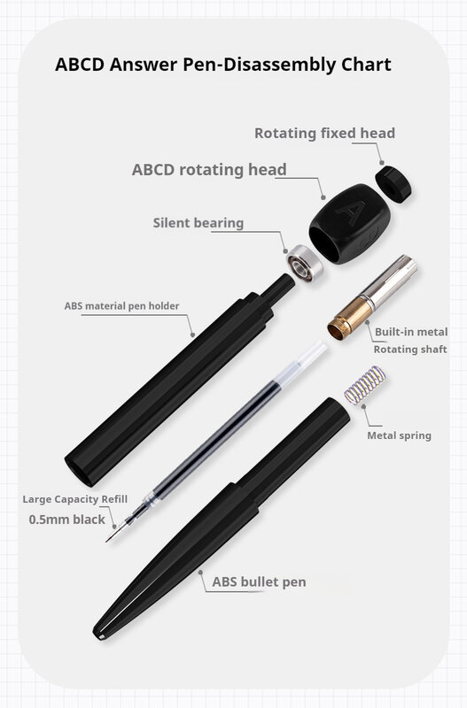 قلم حبر جاف دوار من ABCD ، قلم تجديف للامتحان ، قلم كتابة محايد ، أقلام دوارة لتخفيف الضغط ، 1 144