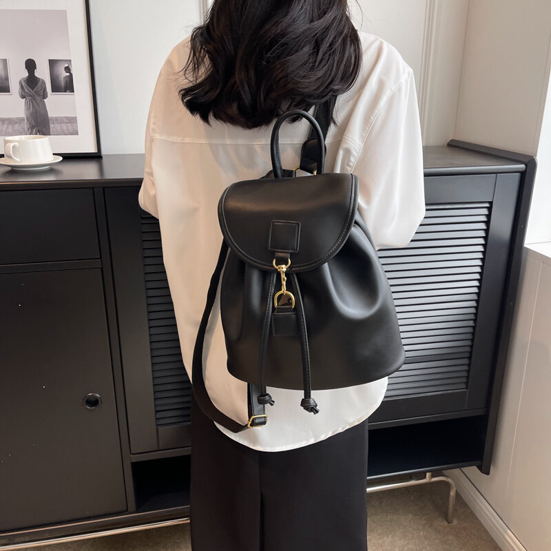 حقيبة ظهر من الجلد الطبيعي للإناث ، حقيبة مدرسية كاجوال بسعة كبيرة ، حقيبة كتف برباط متين ، أزياء كورية