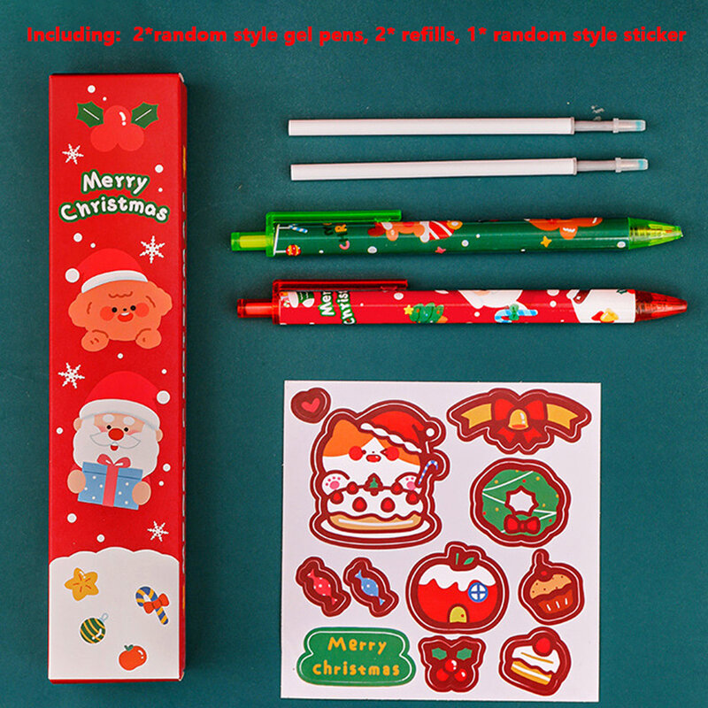 عيد الميلاد صندوق أعمى هلام القلم ، الإبداعية الكرتون توقيع القلم ، عشوائي قابل للسحب الكتابة القلم ، الطلاب القرطاسية الهدايا