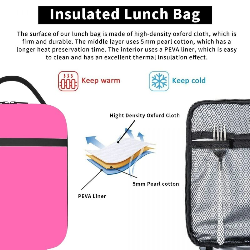 سميكة معزول حقيبة الغداء ، حقيبة حمل مقاوم للماء ، نمط أحادي اللون ، رقائق الألومنيوم ، المحمولة