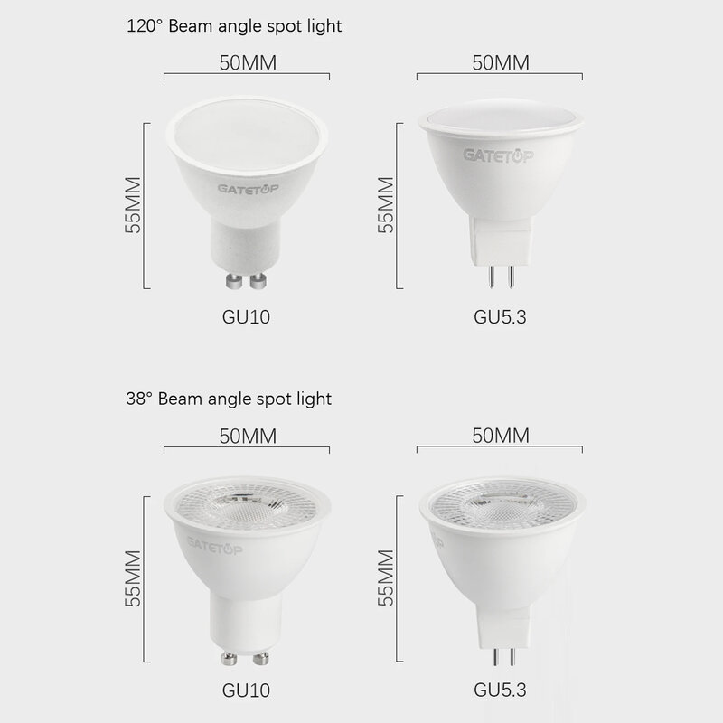 مصباح إضاءة ليد بتركيز ضوئي لغرف المعيشة ، استبدال مصباح الهالوجين ، GU10 ، GU5.3 ، 3 واط ، 5 واط ، 6 واط ، 7 واط ، 8 واط ، 208 واط ، التيار المتردد ، من من من نوع AC