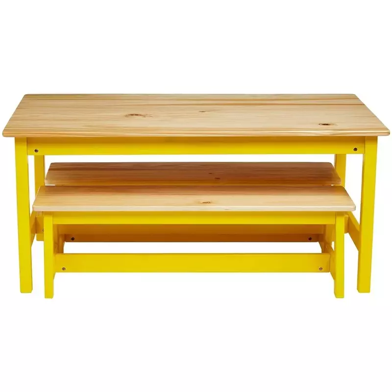 طاولة داخلية ومقعد مجموعة للأطفال ، الخشب الطبيعي