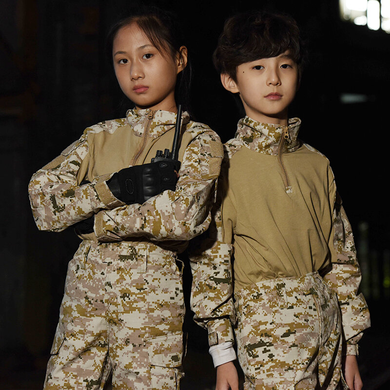 الأطفال العسكرية موحدة التكتيكية القتالية بنين قميص طويل فستان أطفال مع سروال داخلي كامو الغابة الاطفال خاص Swat الجيش دعوى الصيد الملابس جديد