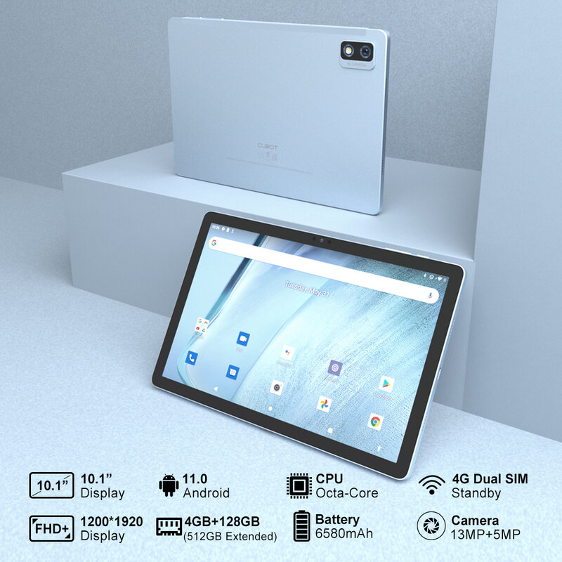 Cubot TAB 30 ، كمبيوتر لوحي Android 11 ، ثماني النواة ، شاشة 10.1 بوصة FHD + ، 6580 مللي أمبير ، 4 جيجابايت + 128 جيجابايت (يدعم 512 جيجابايت ممتد) ، شبكة 4G ، كاميرا خلفية 13 ميجابكسل ، كمبيوتر لوحي ، لوحة أندرويد
