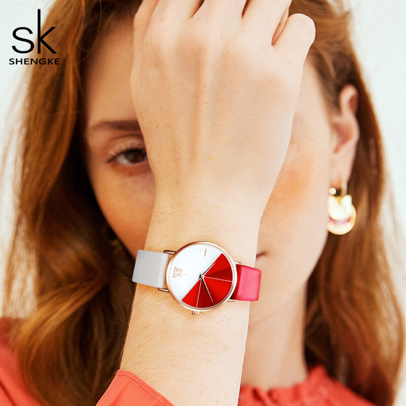 Shengke-طقم ساعات يد كوارتز نسائية ، ساعات ، تصميم أصلي ، علامة تجارية مشهورة ، أنثى ، حزمة ساعة إبداعية ، هدية للسيدات