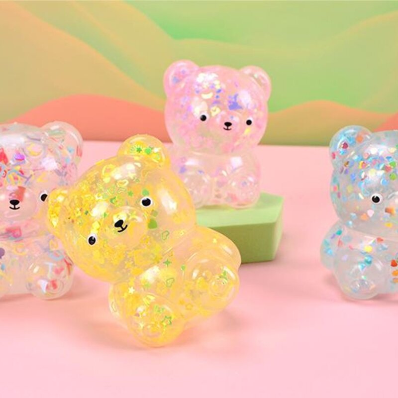 HUYU اسفنجي الترتر الدب لعبة ضغط لينة TPR JellyBear لعبة أطفال لعبة تخفيف التوتر
