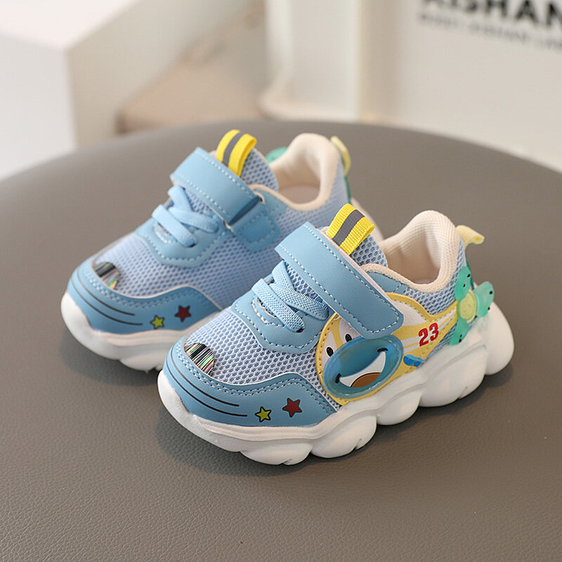 2022 Autumn Kid Shoes Sneakers Hook Loop Cartoon Animation Neutral Sweet Flat Heel Air mesh Non Slip Breathable