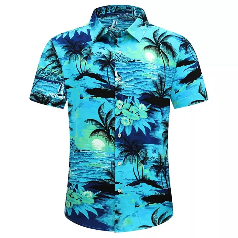 قميص هاواي للرجال بطية صدر مطبوعة ، قميص بأكمام قصيرة ، عطلة صيفية ، كاجوال ، جيد التهوية ، شارع ، عمل خارجي ، يومي ، طراز جديد ،