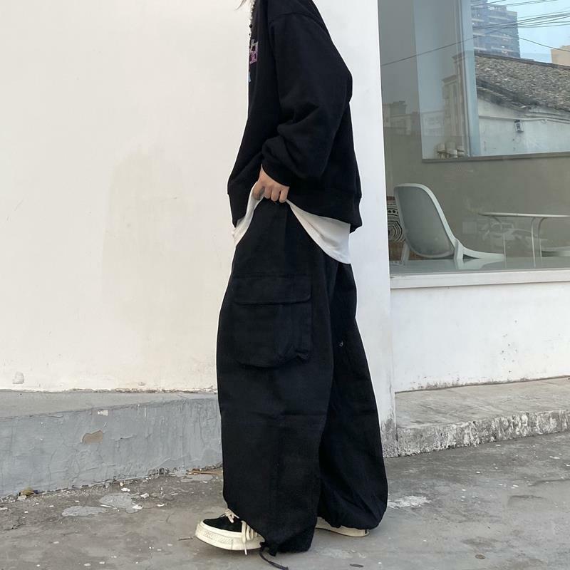 رجل خمر الشارع الشهير Harajuku Y2K ايمو فضفاض السراويل البضائع للرجال الأسود الكاكي وزرة السراويل الذكور غير رسمية البديل الهيب هوب الملابس