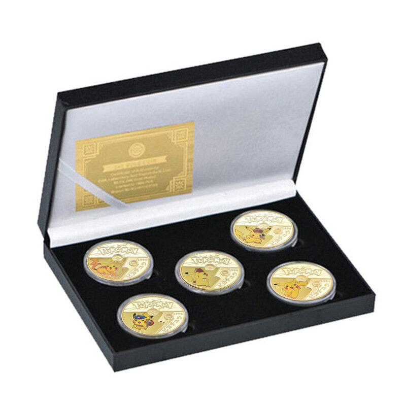 جديد 46 قطعة أنماط البوكيمون تذكارية عملة 27 قطعة بطاقة الذهب بيكاتشو الأطفال الكرتون لعبة لعبة جمع عملة هدية