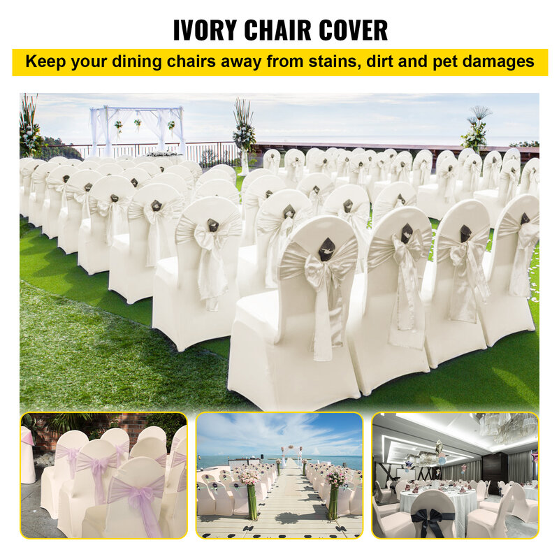 VEVOR-العالمي دنة تمتد كرسي يغطي ، غطاء منزلق لمطعم ، مأدبة ، فندق ، الطعام ، حفلة ، الزفاف ، 50 ، 100 ، 150 قطعة