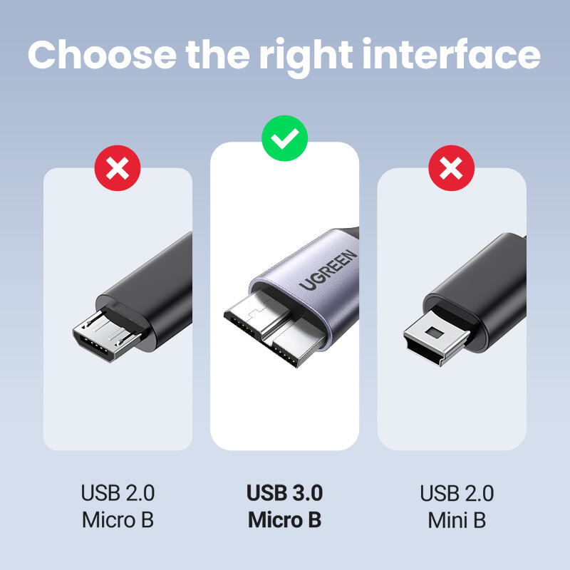 يوجرين مايكرو USB 3.0 كابل 3A 1 متر شحن سريع كابل بيانات USB الحبل كابلات الهاتف المحمول لسامسونج نوت 3 S5 توشيبا القرص الصلب