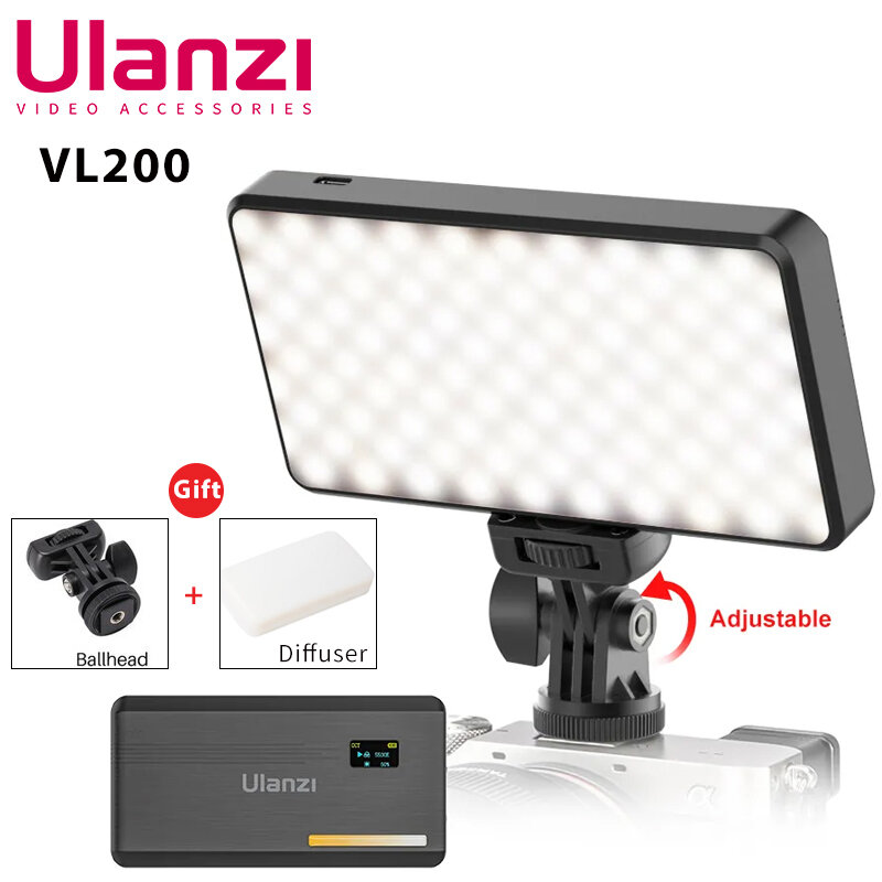 Ulanzi VL200 2500k-9000k كاميرا ليد ضوء مع ترايبود حامل هاتف 360 درجة الكرة رئيس عكس الضوء Led الفيديو الضوئي مع الناشر لينة
