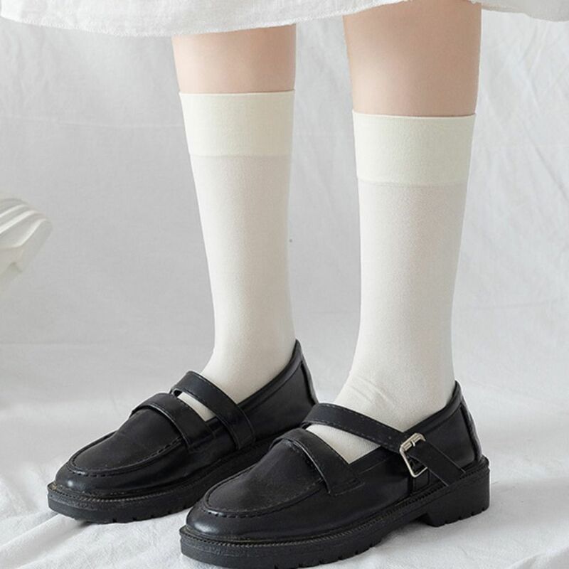 جوارب لوليتا رفيعة للنساء ، جوارب الساق أحادية اللون ، جوارب قطنية مرنة ، طراز ياباني وكوري ، عصرية ومريحة ، صيف