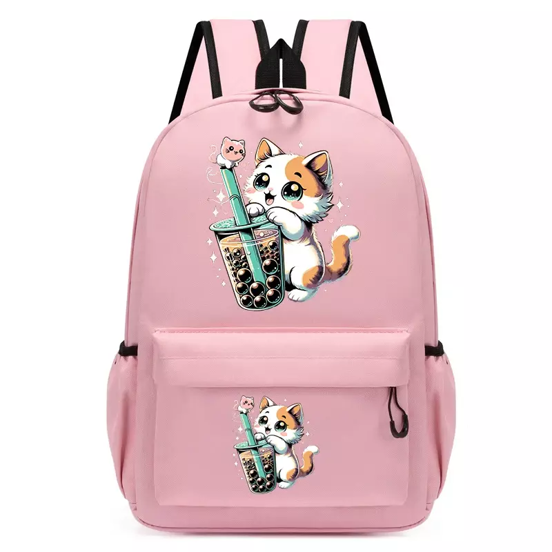 حقيبة ظهر للفتيات والمراهقين ، حقيبة سفر مع usb ، تصميم boba anime cat ، حقيبة ترفيهية للكمبيوتر المحمول