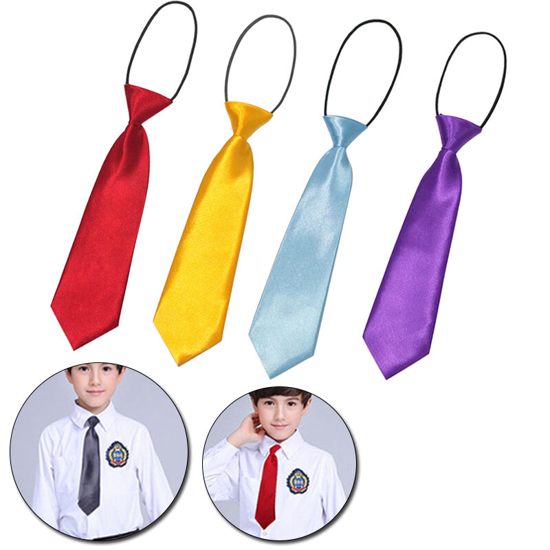 ربطة عنق مرنة للأطفال ، ربطة عنق أحادية اللون لأطفال المدارس ، الأولاد والبنات ، أزياء زفاف الطفل
