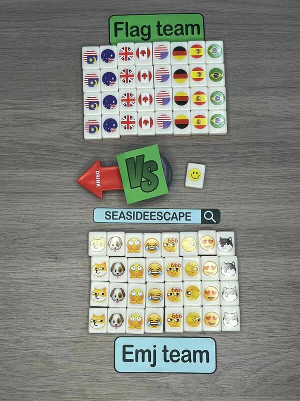 لعبة Mahjong مع نمط العلم مقابل emj tiktokk ، شعبية ، والاسترخاء ، والوقت ، واللعب المزدوج ، والحفلات ، 64 + 1 blocks