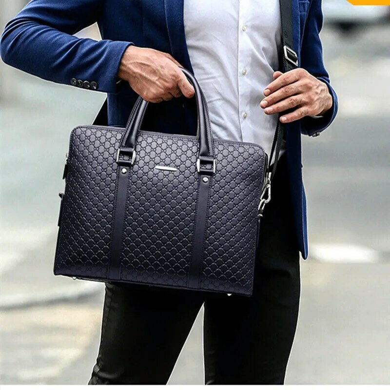 حقيبة يد بسحاب من الجلد الأصلي بسعة كبيرة ، حقيبة رجال تنفيذية ، حقيبة كتف للمكتب ، حقيبة كمبيوتر محمول للعمل للذكور