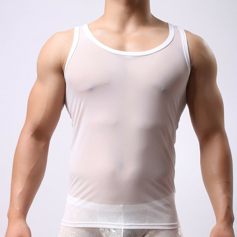 قميص رجالي ملابس للمثليين قميص رجالي شبكي شفاف شفاف شفاف بأكمام طويلة