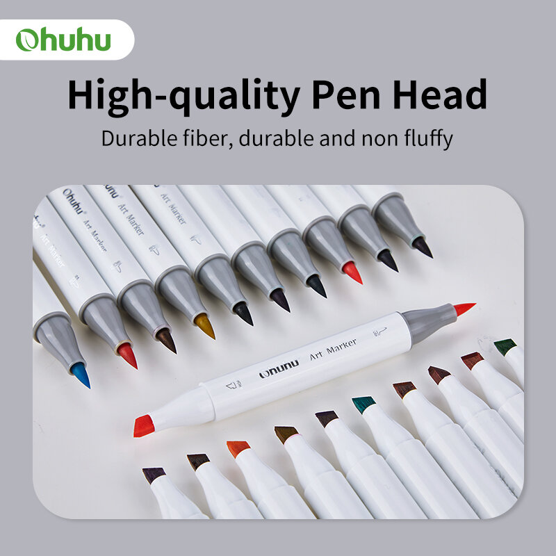 قلم تحديد من Ohuhu أقلام تلوين بألوان الزيتية مجموعة أقلام تلوين مزدوجة الرأس رسومات المانغا أقلام رسم كحولي مستلزمات مدرسية