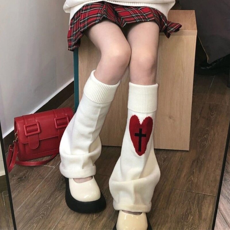 جوارب طويلة للركبة للنساء يابانية من أجل صليب القلب والهيكل العظمي متماسكة دافئة للساق