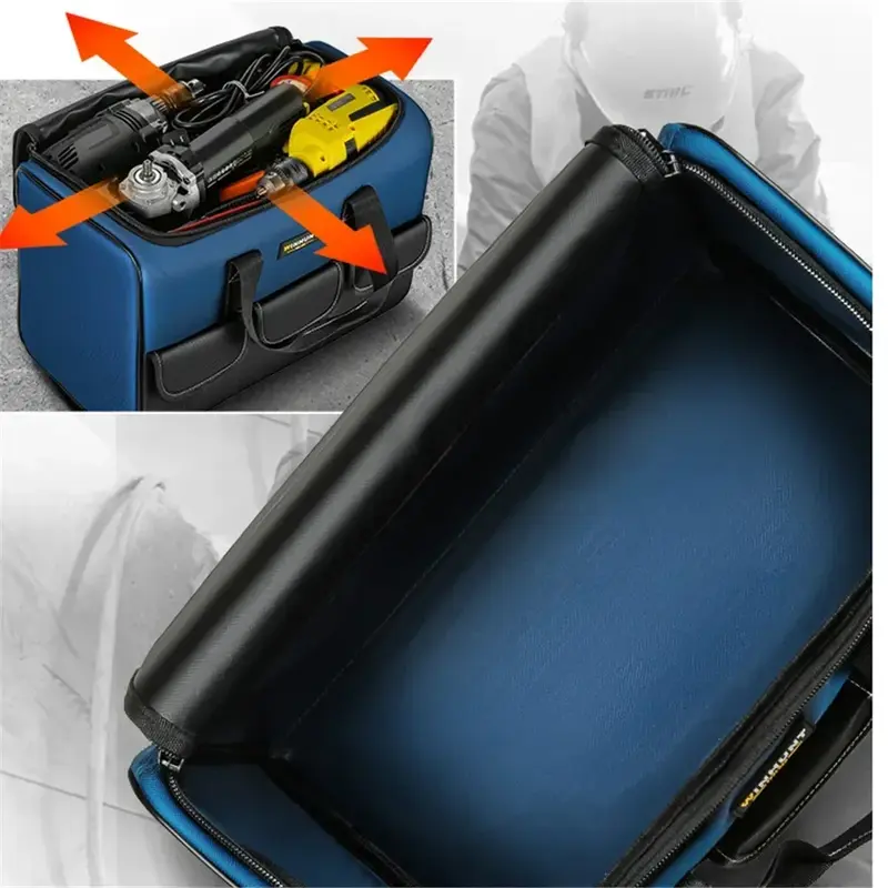 حقيبة أدوات مربعة بسعة أكبر ، منظم أدوات بجيوب متعددة مقاومة للماء ، حقيبة للكهربائي ، جديدة