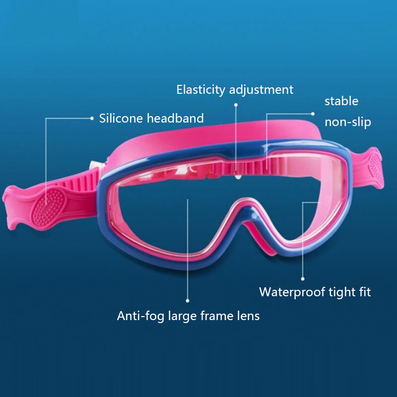نظارات سباحة في الهواء الطلق إطار كبير مقاوم للماء والأطفال مكافحة الضباب الأشعة فوق البنفسجية حماية نظارات سباحة للأطفال 8-13 سنوات