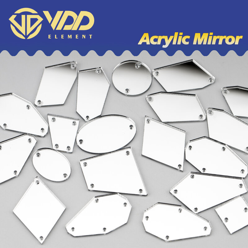 VDD 60/200 قطعة مزيج حجم الأبيض الاكريليك مرآة الخياطة الراين خياطة على الحرف اليدوية مسطحة الظهر الخياطة الأحجار لتزيين الملابس